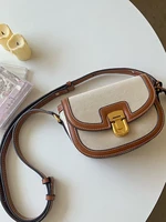 Two-Tone Crossbody Saddle Bag