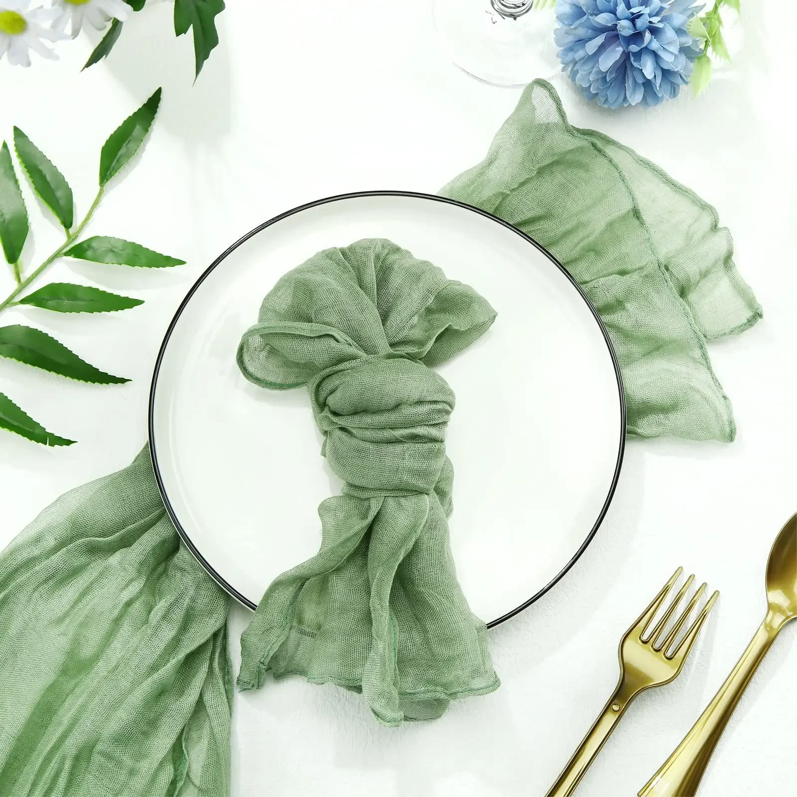 Gauze Table Napkins 12 PCS 20x20 Inch Soft Cheesecloth Wrinkled Dinner Napkins for Weddings Party Reception Anniversary cotton napkins
