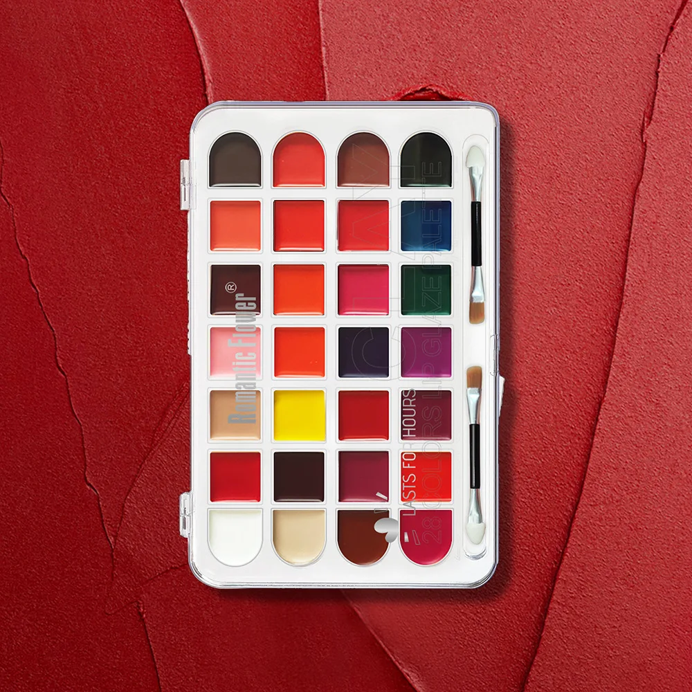 28 Colors All-In-One Lip Gloss Lipstick Waterproof Sweatproof Blush Eyeshadow Longlasting Professional Lipsticks Palette Makeups 6