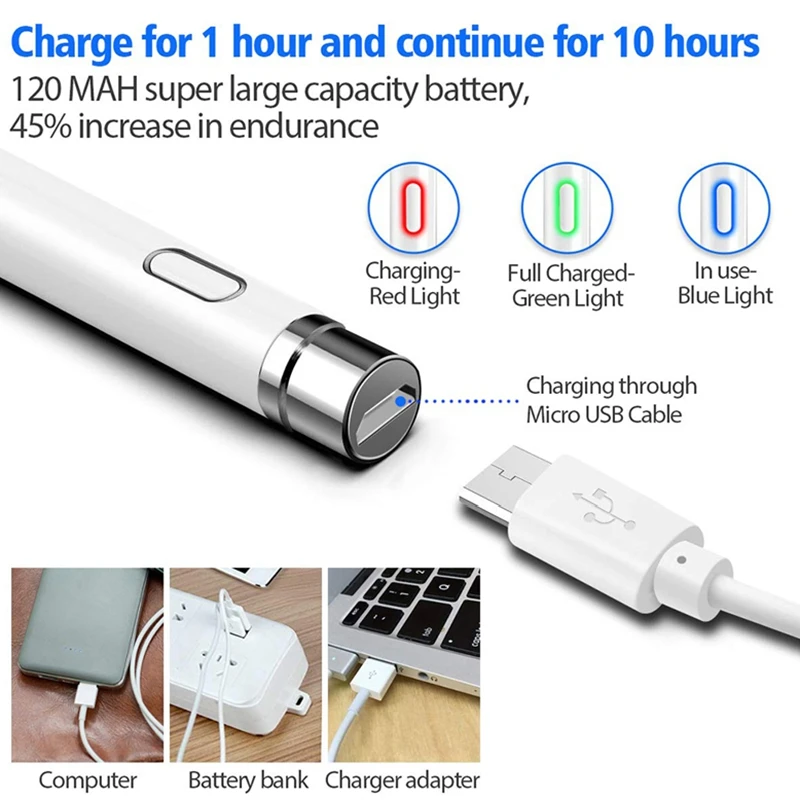 for iPad Pro 11 12.9 10.5 9.7 2018 2017 Active Stylus Press Pen Smart Pencil for Mini 5 4 Air 1 2 3 Tablet 2