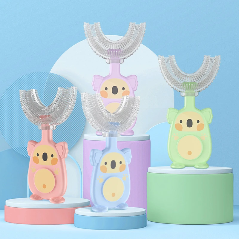 Hot Sell 2-12Ages Kids Toothbrush U-Shape Infant Teether Baby Toothbrush Children Silicone Brush For Toddlers Oral Care Cleaning