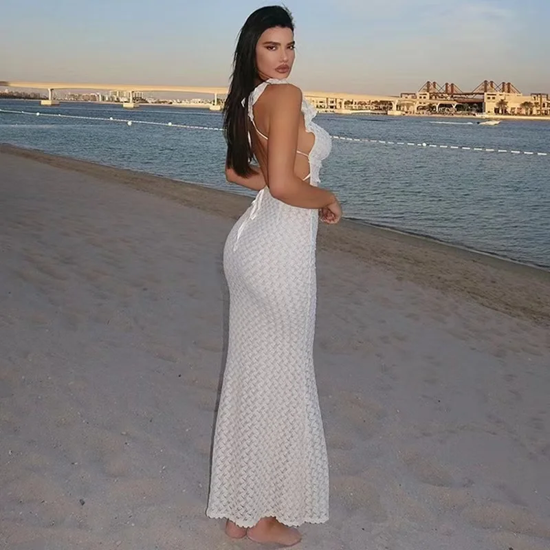 Vestito Estivo Casual da Donna, Senza Maniche, con Spalline Sottili, Stile Boho, in Lino, per Le Vacanze in Spiaggia, Lungo 2025