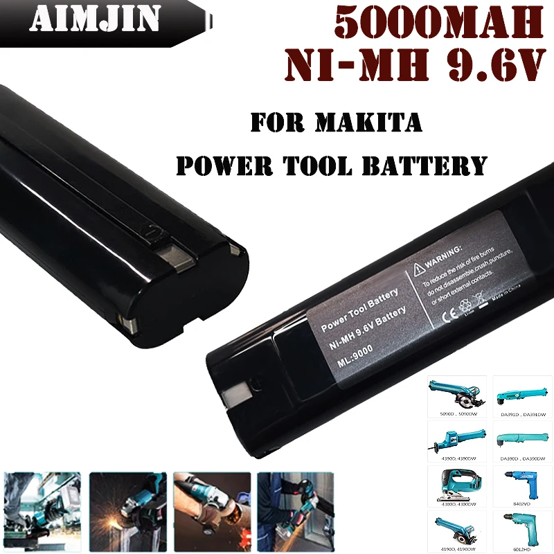 

9.6V 5000mAh Replacement Power Tools Battery for Makita Mak 6095D 9000 9001 9002 9033 9034 632007-4 Ni-CD