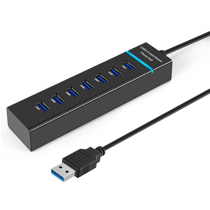 Hub Usb, Hub Usb 3.0 A 7 Porte Led Portatile Ad Alta Velocità Compatibile Per Air, Mac Mini/Pro, Surface Pro, Pc E Laptop
