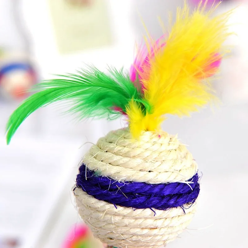 1pc Natural Sisal Ball Toy for Cat Scottish Fold Persian Cat Feather Ball Toys Tease Cat Sisal Toy Pet Products