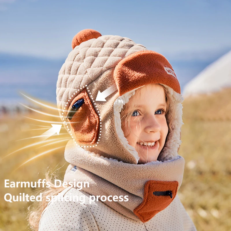 Winter Aviator Bomber Hat Boys Girls Outdoor Warm Earflap Hats Children Cute Fleece Lining Ear Protectors Cap Beanie