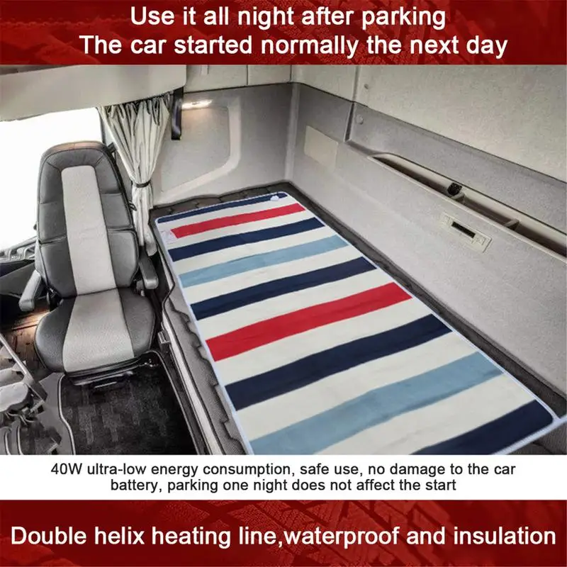 12/24V Car Electric Heated Blanket Mat For Cold Weather Winter Warm Travel Electric Heated Blanket Mattress For Cars Trucks RVs
