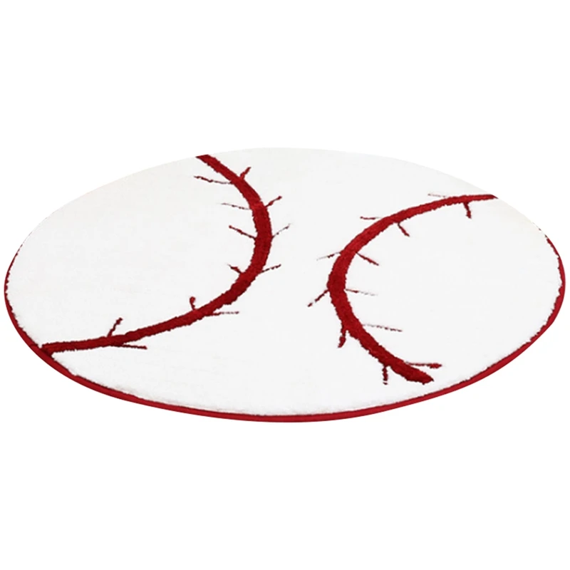 

Fiber Round Carpet Floor Mats Imitation Wool Living Room Carpet Cartoon Non-Slip Carpet