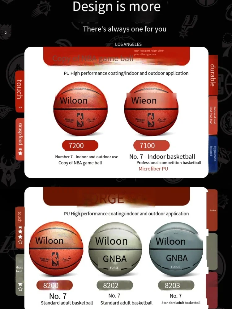Basketball No.7 Rubber for Men Women Fiba Approved