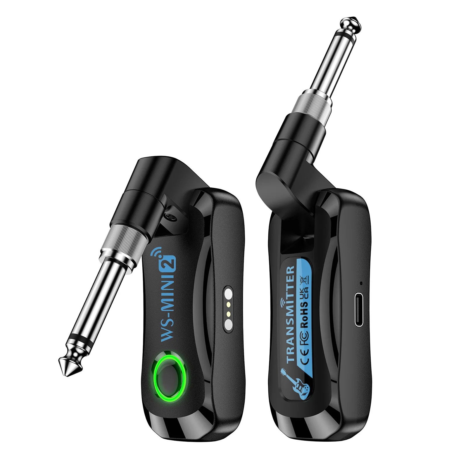2.4G Wireless Guitar System Rechargeable Portable Transmitter Receiver Set with Charging Compartment 4 Channel