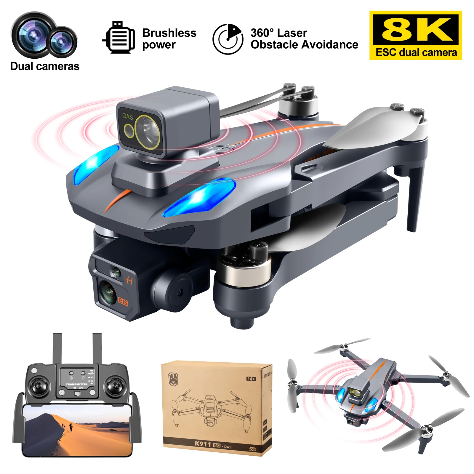 K911 MAX GPS Drone 8K Professional Obstacle Avoidance Dron Dual HD Camera Brushless Motor Drones Quadcopter RC Distance 1200M rc helicopter big size