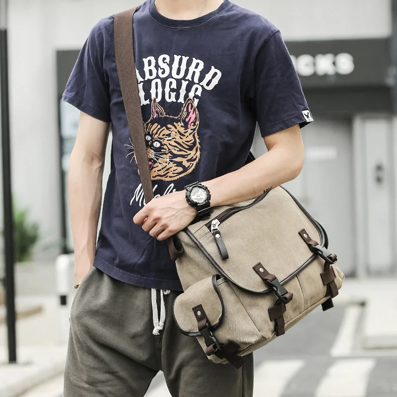 

Vintage Casual Canvas One Shoulder Bag Postman Fashion Student Men's Crossbody