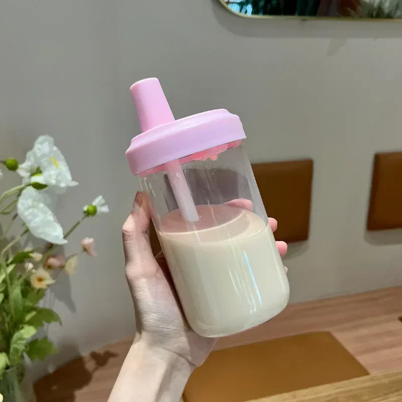 500/850ml Plastic Sports Water Bottles Juice Milk Transparent Cup with Lid Straw Bubble Tea Coffee Cup Large Capacity Drink