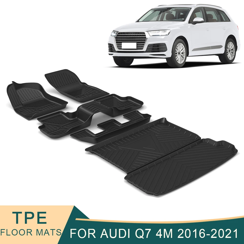 For Audi Q7 4M 2016 2021 Auto Car Floor Mats All Weather TPE Foot Mats