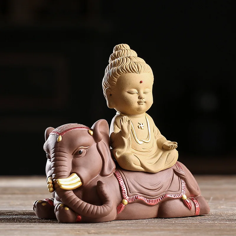 Zisha Wealth Attraction Ornament Boutique Zen Western Three Saints Home Furnishings Office Tea Table Tea Room Decorations
