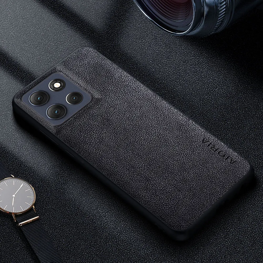 Premium Luxury Leather Retro Business Style Phone Case – Solid Color Cover