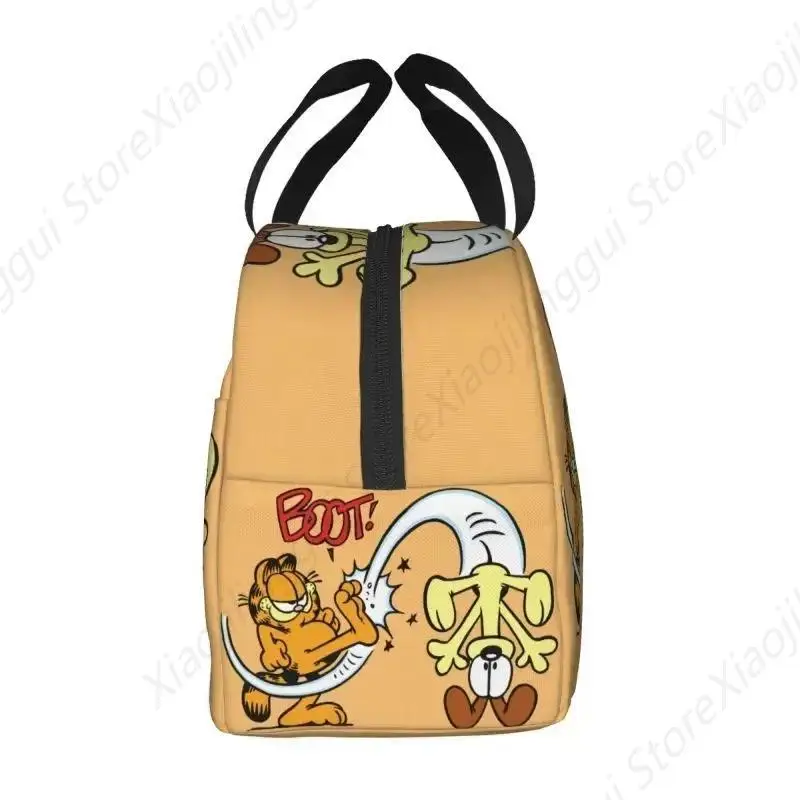 Custom Garfields Cat Cartoon Art Lunch Bag Men Women Warm Cooler Insulated Lunch Box for Kids School 2
