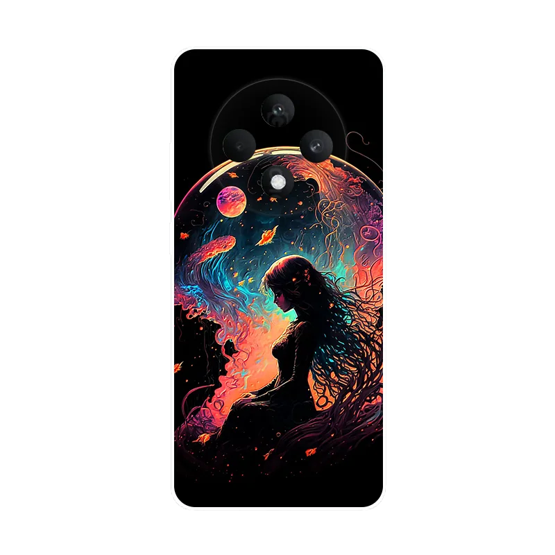 Flower Cat Painted Soft Silicone Case - Stylish Protective Cover