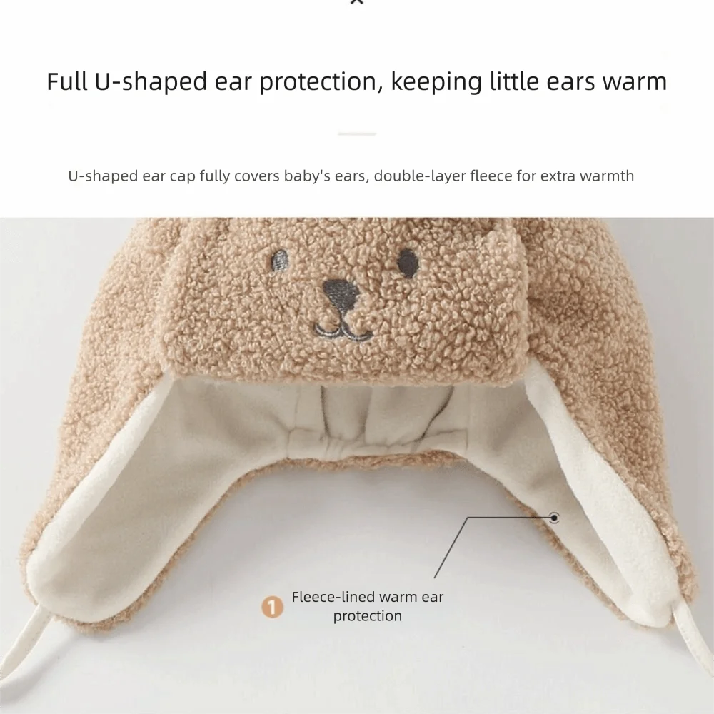 Warm Cartoon Bear Beanie Hat for Kids