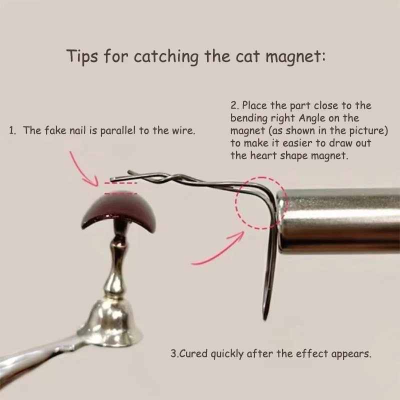 1PC Nail Magnetic Stick With 5PCS Flexible Iron Wire Set Multi-Function Strong Stick For Nail Art Creating Heart Shapes On Nails