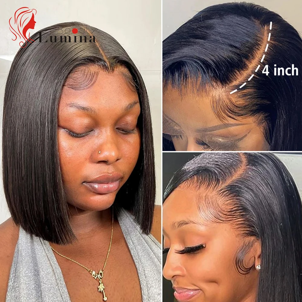 T Part Human Hair Wigs Straight Bob Wig Preplucked With Baby Hair Short Bob Lace Wigs Human Remy T Part