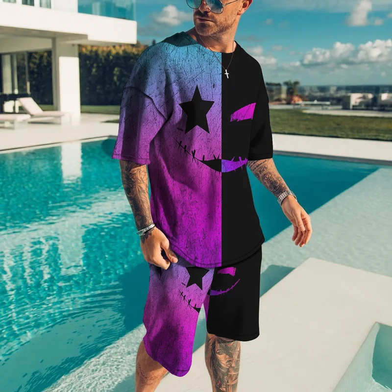 XX Smiley 3D Printed Summer Men's Little Devil Activewear Casual Hoodie Jogger Pants 2 Piece Men's Suit Fashion Streetwear