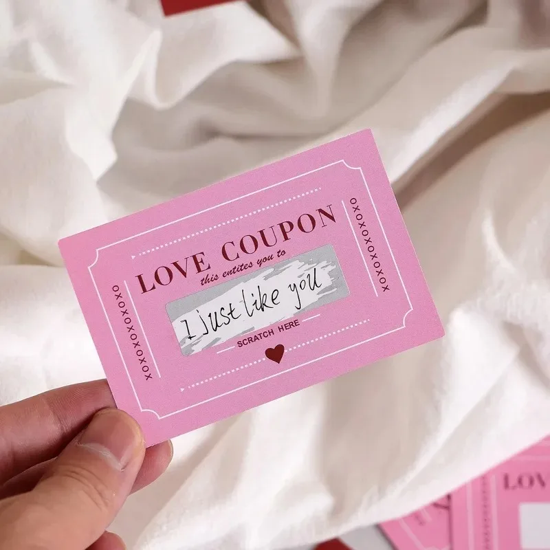 Romantic Scratch-Off Card Vouchers for Couples - Perfect for Date Nights, Weddings, Birthdays, and Anniversaries Gifts (10/50 Pack)