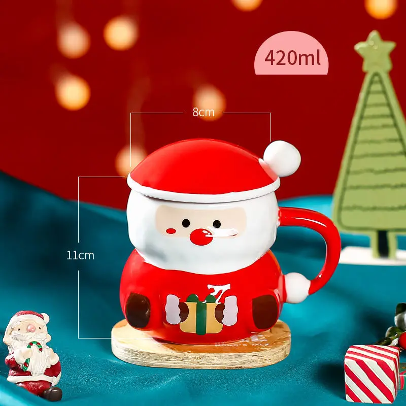 Christmas Tree Santa Claus Ceramic Mug with Lid Straw Home Office Coffee  Milk Tea Water Cup for Friends Students Drinkware Gift - AliExpress