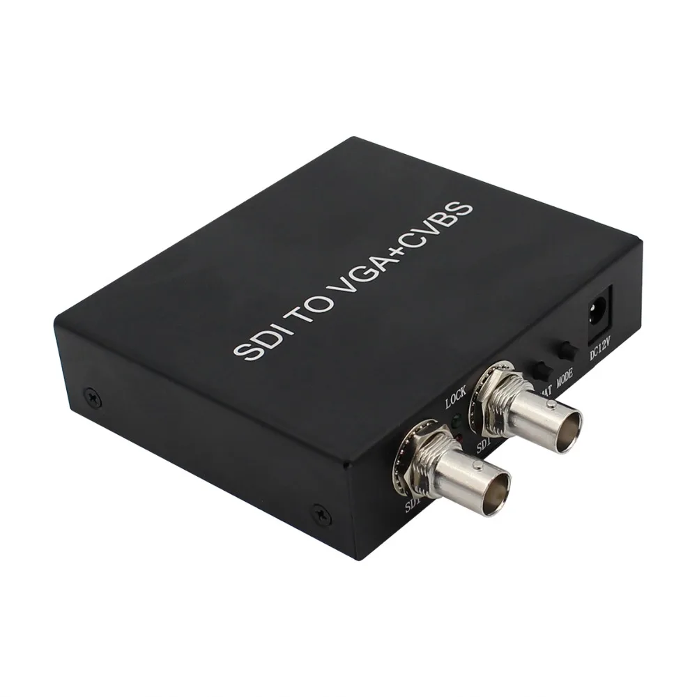 SDI (SD-SDI/HD-SDI/3G-SDI) to VGA+CVBS/AV+SDI Converter Support 1080P for Monitor/Camera/Display with adapter