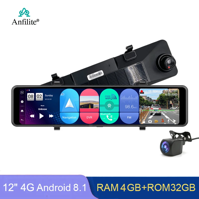 11.26 Inch Dash cam Android 8.1 GPS Navigation Car DVR Rearview Mirror RAM 4GB+ROM 32GB dual camera 1080P rear camera