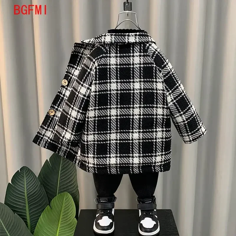 Korean Kids Winter Clothes Thicke New Plaid Woolen Coat Boys' Warm Jacket Childhood Coats Winter Padding Kids Outerwear 2-11Y