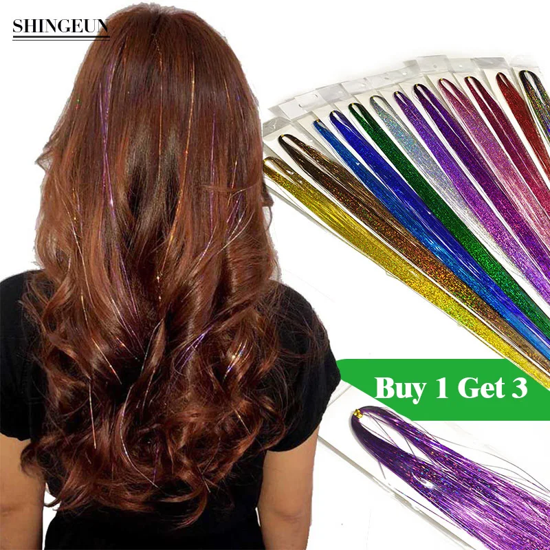 Shiny Hair Tinsel Hair Glitter Extension for Braiding Headdress
