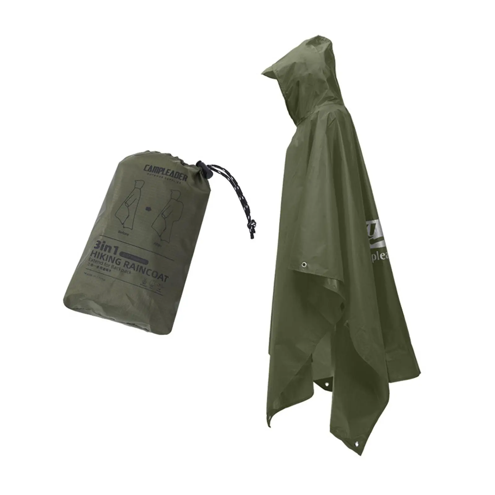 Hooded Rain Poncho Water Resistant Raincoat for Camping Hiking Outdoor Hooded Rain Poncho Water Resistant Raincoat for Camping Hiking Outdoor