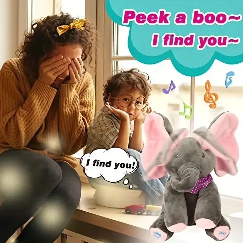 Hide-and-seek Elephant Plush Toy Baby Hide-and-seek Game Toy Singing Interactive Musical Toys Girls Birthday Gifts