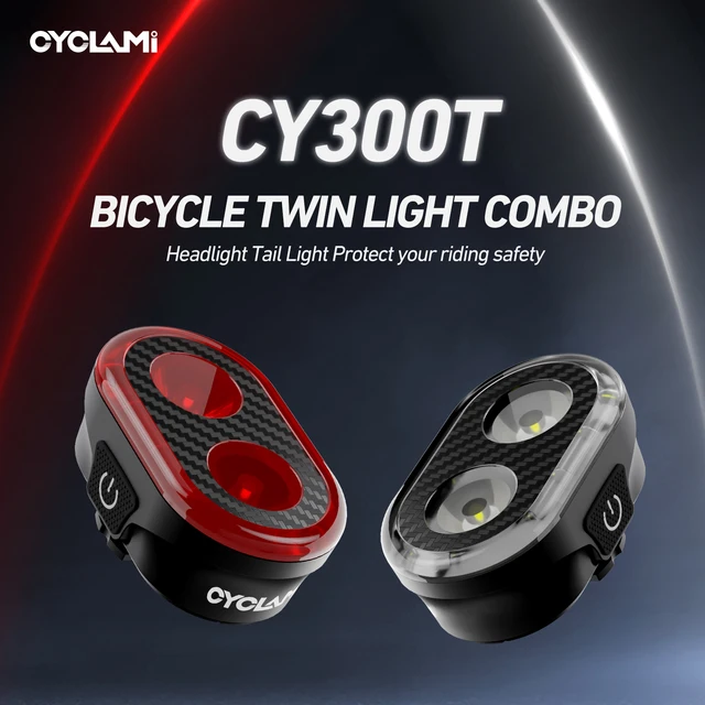 CYCLAMI CY300T תאורת אופניים חכמה עם חיישן בלם קדמי אחורי עמיד למים תאורת אופני הרים ואופני כביש אביזרי רכיבה 1