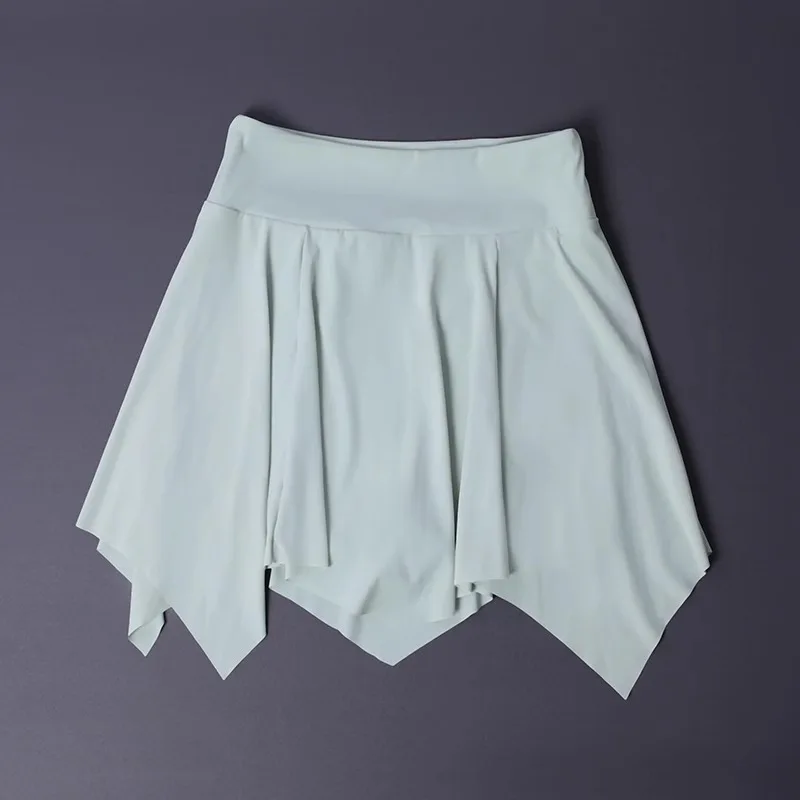 Women's Mint Green Asymmetrical Sport Skirt - Quick-Dry