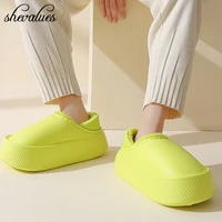Shevalues Thick Platform Plush Slippers For Women Winter Warm Indoor Fuzzy Slippers Men Outdoor Waterproof Street Fashion Shoes 1