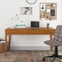 SIMPLIHOME Harper solid wood medieval modern 60 inch wide home office desk, desk, workstation, study desk furniture, 2 drawers 2