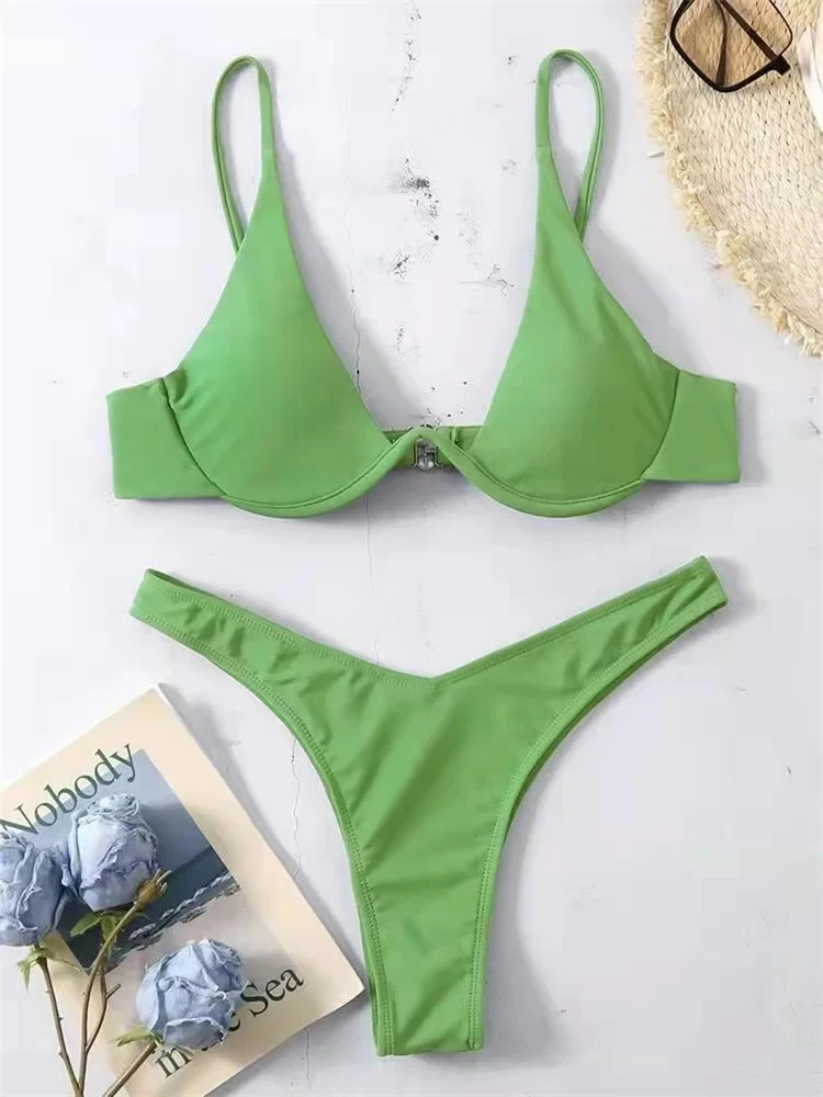 OIINAA Women Sexy Solid Bikini Set Two-piece Beachwear Summer Fashion Thong Swimwear Bather Bathing Suit Biquinis bikini set women swimwear bikini swimsuit