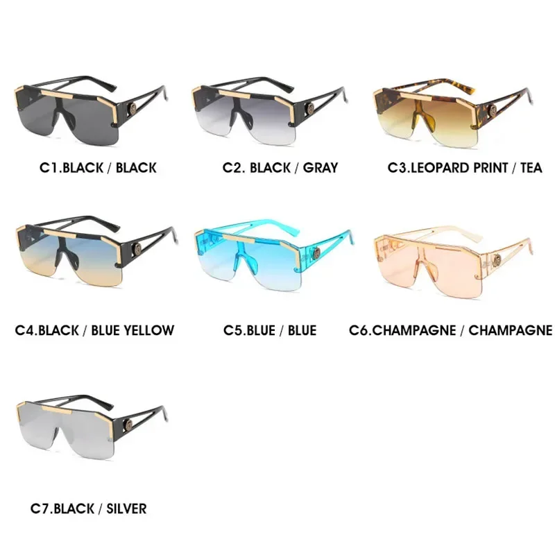 2023 Grandi Occhiali Da Sole Quadrati Donne Del Progettista di Marca Retro Occhiali Da Sole Blu Per La Femmina Oversize Nero Tonalità Oculos UV400_voghion.com