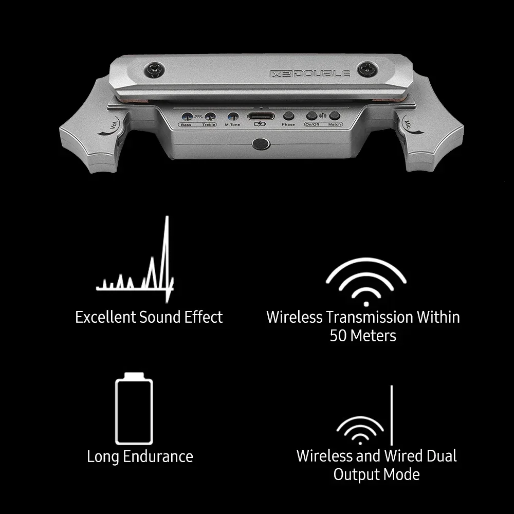 Guitar Wireless Pickup Rechargeable Wireless & Wired System for Electric Bass
