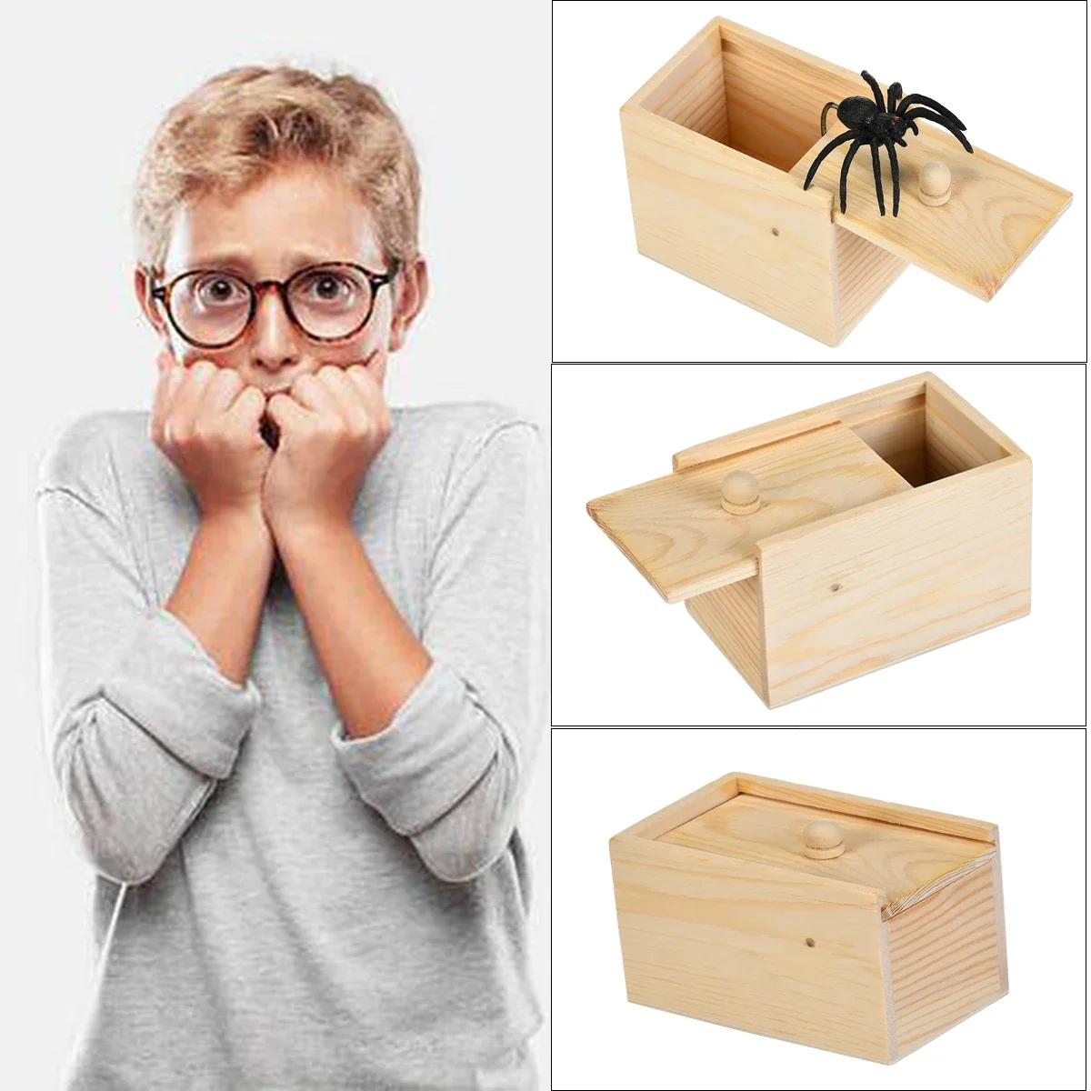 Funny Scare Wooden Box Prank toys Hidden In Interesting Trick Joke Props For Surprising