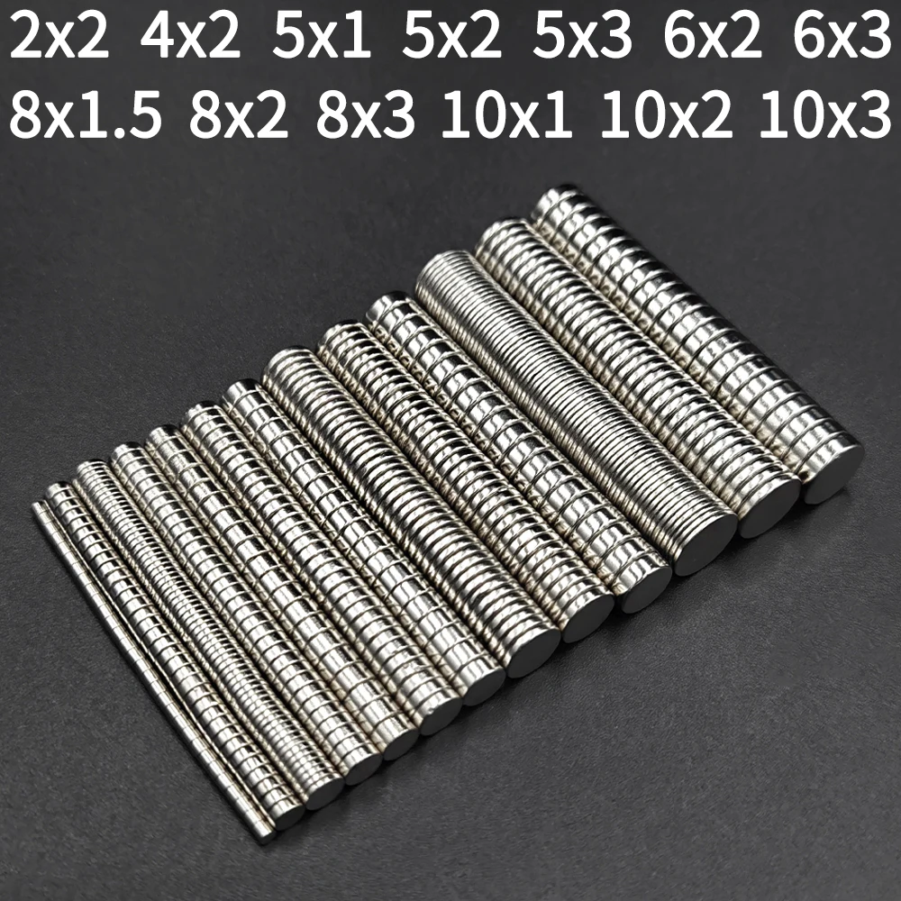 Imán fuerte súper potente para nevera, imanes de neodimio NdFeB magnéticos redondos, bloques de disco N35, 2mm, 4mm, 5mm, 6mm, 8mm, 10mm X 1mm, 2mm, 3mm