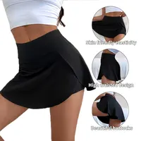 Jupe-culotte de sport taille haute pour femmes, doublure de Yoga, Fitness, Tennis, Anti-lumière, jupe à séchage rapide, adaptée à la course à pied et au Yoga 4