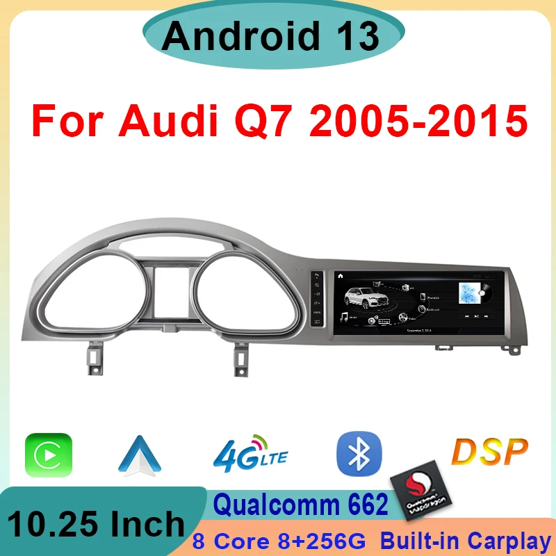 

10.25 / 12.5inch Android13 Qualcomm 662 Auto Radio Stereo For Audi Q7 2010-2015 CarPlay GPS Navigation Car Multimedia Player DSP