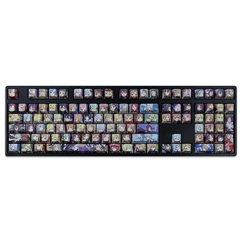 Chaves Pbt Tintura Subbed Keycaps dos Desenhos Animados Anime Gaming Key Caps Sao Backlit Keycap para Espada Arte On-line Todos os Papéis 108 - Imagem 5