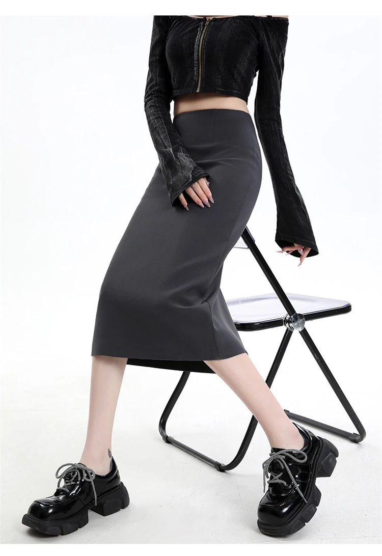 2026 Elegant A Line Long Skirts Women Spring Summer Faldas Fashion High Waist Office Lady Back Slit Mid-Length Pencil Skirts