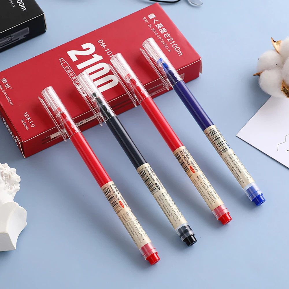3Pcs Exam Signature Ballpoint Pen 0.5mm Black Blue Red Ink High
