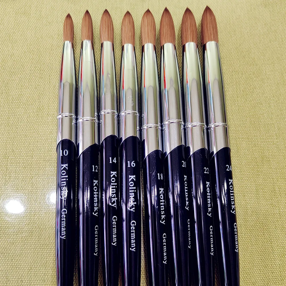 Acrylic Nail Art Brush Metal Handle UV Gel Builder Painting Flower Drawing 100% Kolinsky DIY Manicure Tools 10#12#14#16#18#20#24 2
