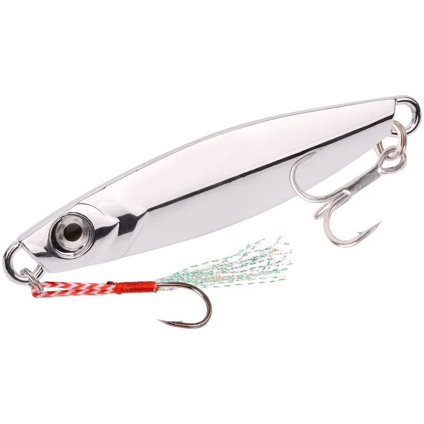 1 Pz Esche Da Pesca Metal Casting Jigs 7G-80G Shore Drag Jigging Placcatura Argento Shore Cast Decoys Affondamento Artificiale Pesca Lure